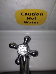 Caution hot water